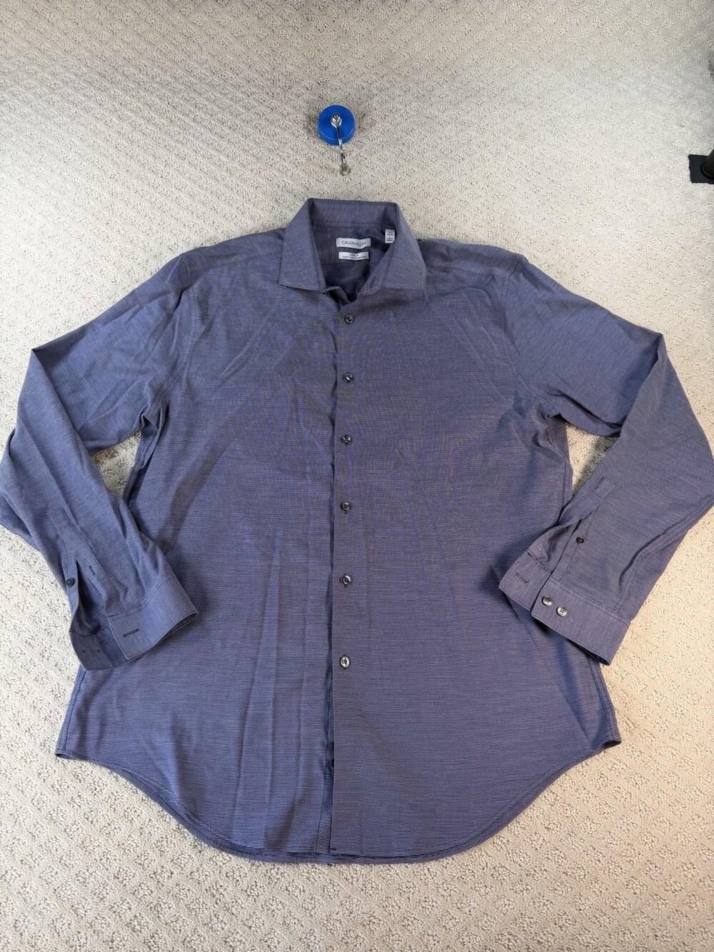 Calvin Klein Dress Shirt Mens Blue Geometric Long Sleeve + button-up Neck 16.5